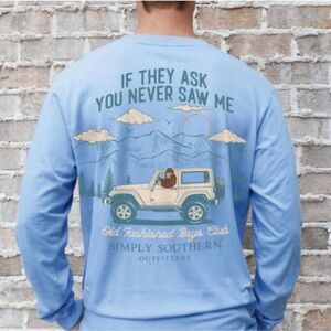 Simply Southern Blue Long Sleeve Big Foot Shirt Size Small Sasquatch Jeep Mtn